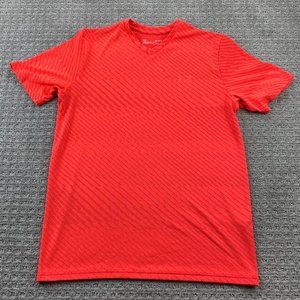 UNDER ARMOUR UA Running Shirt Men Medium M Neon Orange Breathable Perforated